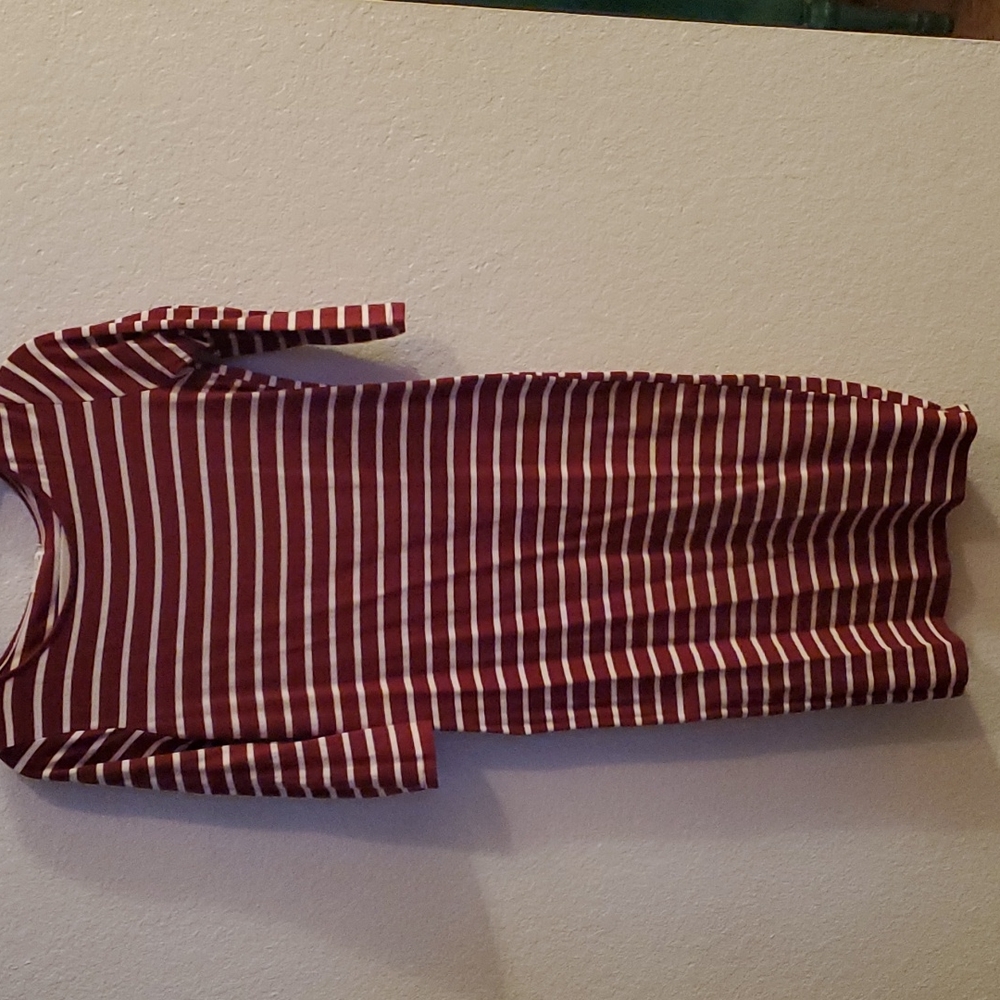 2 for $20 Burgandy and White Midi Dress